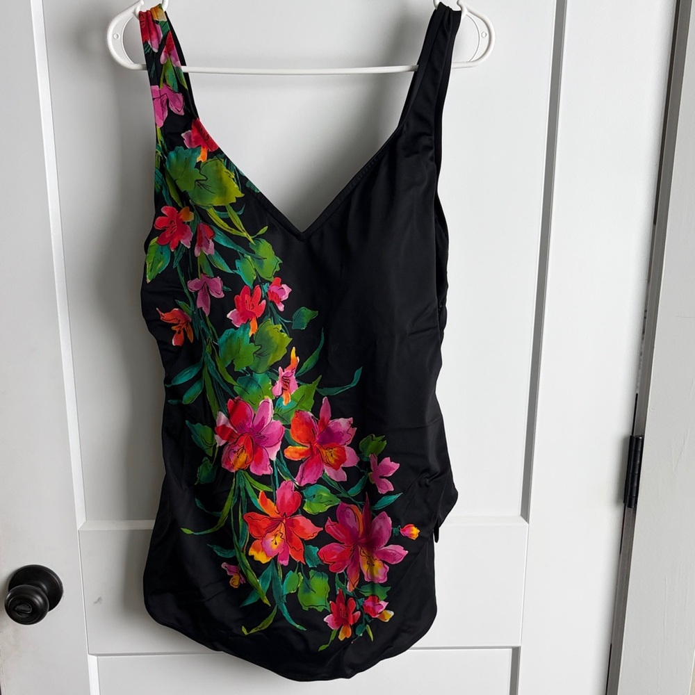 Catalina Black One Piece with Floral Design